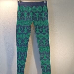 No Boundaries Green and Blue Patterned Kids Leggings